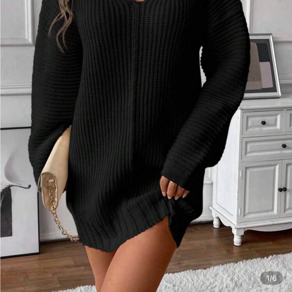 SHEIN Black V-Neck Women's Sweater
